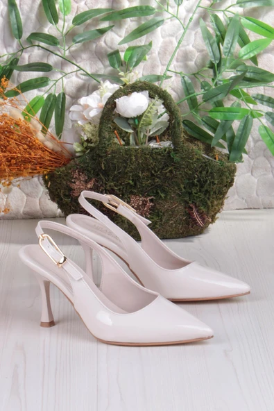 Fort 3670 Uraz Rugan Toka Detaylı Arkası Açık Önü Kapalı Topuklu Kadın Ayakkabı - Resim 12