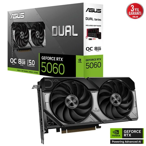 Asus GeForce RTX 5060 8GB Dual OC GD7 128Bit ürün görseli 1