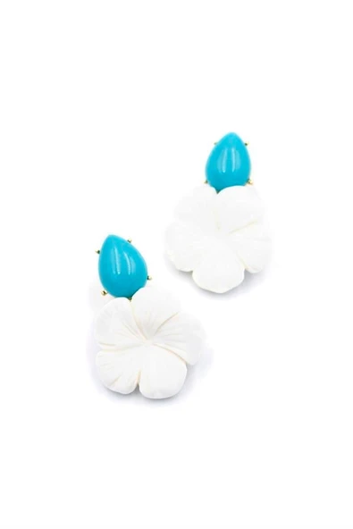 Çiçek Küpe - Beyaz - Resim 2