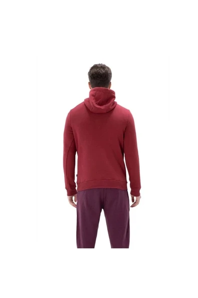 Erkek Bordo Yarım Fermuar Kapüşonlu Sweatshirt 2012051 - Resim 2
