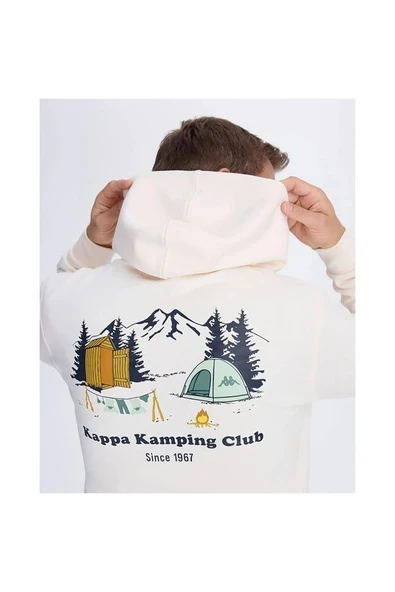 Kappa Authentic Graphik Phelps Erkek Beyaz Regular Fit Hoodie - 4