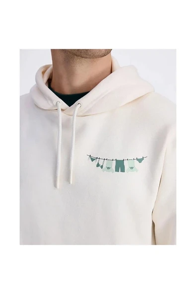 Kappa Authentic Graphik Phelps Erkek Beyaz Regular Fit Hoodie - 2