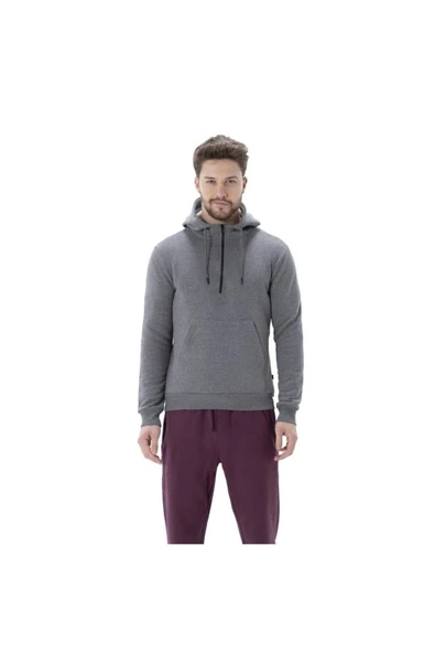 Exuma 2012051-066 Antra Melanj Yarım Fermuarlı Kapüşonlu Sweat ürün görseli 1