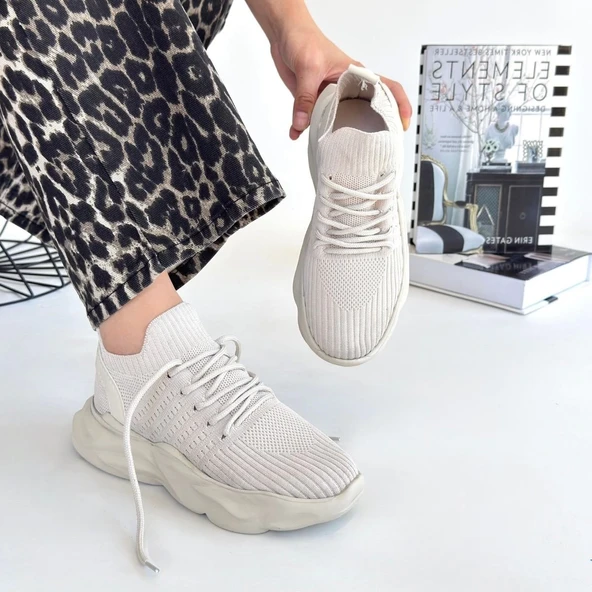 Henta Bej Triko Bağcıklı Spor Ayakkabı - Resim 5