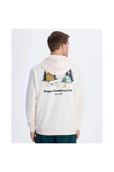 Kappa Authentic Graphik Phelps Erkek Beyaz Regular Fit Hoodie - 3