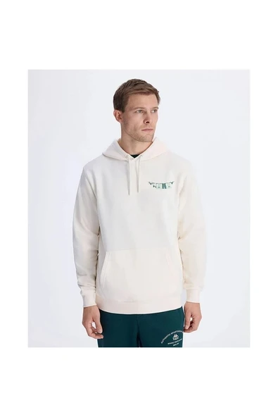 Kappa Authentic Graphik Phelps Erkek Beyaz Regular Fit Hoodie - 1