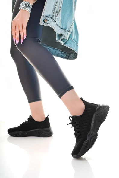 Ante Siyah Triko Bağcıklı Spor Ayakkabı ürün görseli 1