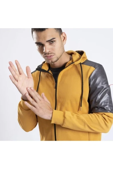 Exuma Erkek Fermuarlı Hırka - Hardal - 2