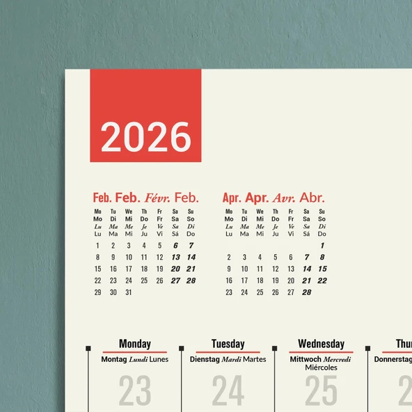 2026 Çok Dilli Takvim, Dil Öğrenme Aylık Planlayıcı Takvimi, İngilizce, Almanca, Fransızca, İspanyolca Takvim, Eğitici T - Resim 3