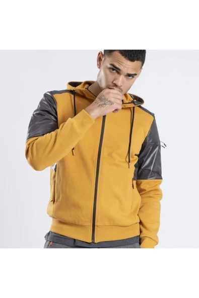 Exuma Erkek Fermuarlı Hırka - Hardal