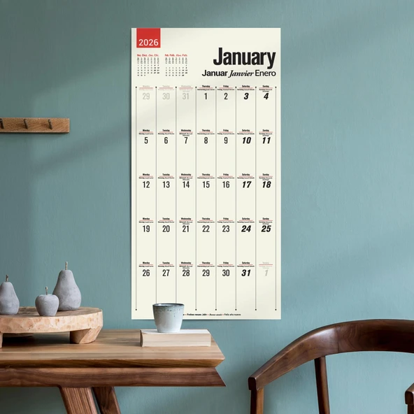 2026 Çok Dilli Takvim, Dil Öğrenme Aylık Planlayıcı Takvimi, İngilizce, Almanca, Fransızca, İspanyolca Takvim, Eğitici T ürün görseli 1