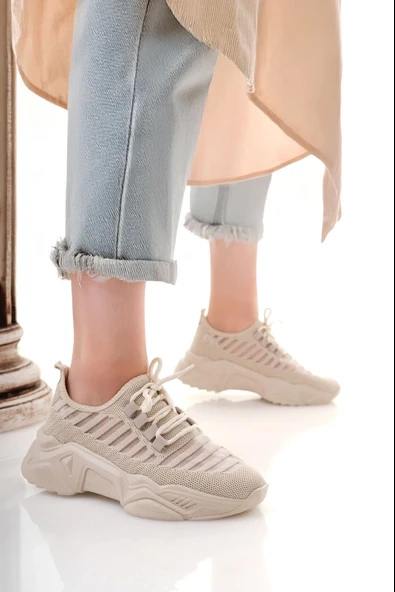 Ante Bej Triko Bağcıklı Spor Ayakkabı