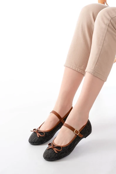 6321 Siyah Keten Günlük Baret Tokalı Babet