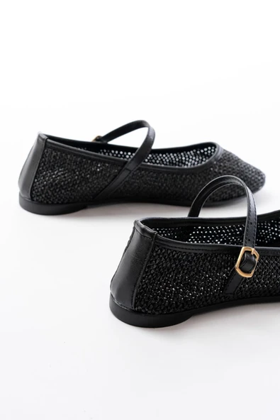 7432 Siyah Fileli Toka Detaylı Günlük Kadın Babet - 5