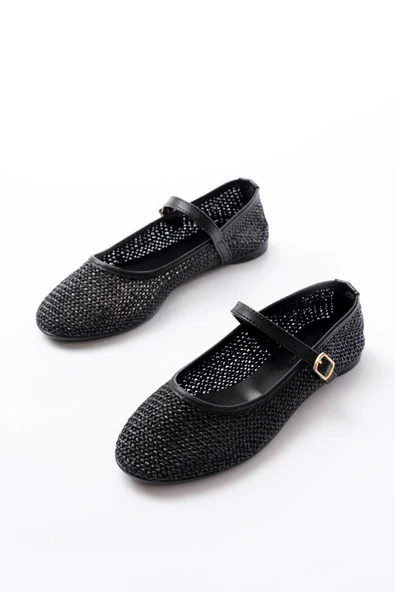 7432 Siyah Fileli Toka Detaylı Günlük Kadın Babet - 3