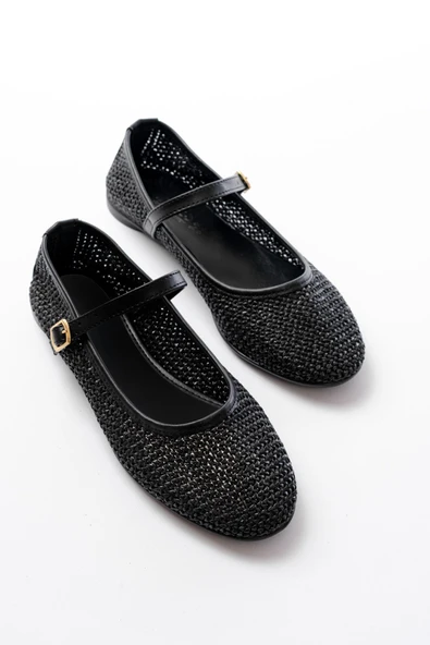 7432 Siyah Fileli Toka Detaylı Günlük Kadın Babet - 4