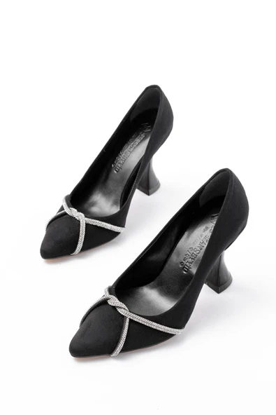 K-10 Beyaz Günlük Sarmal Taşlı Topuklu Kadın Ayakkabı - 12