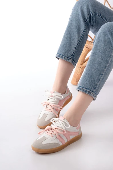 M-6005 Beyaz Garni Bağcıklı Termo Taban Günlük Kadın Spor - 2