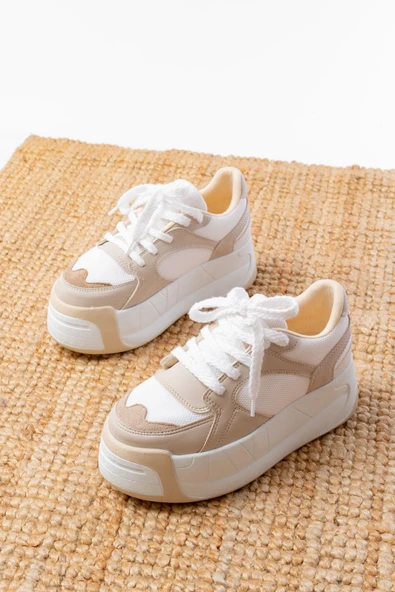 SP-190 Siyah Garni Bağcıklı Fileli Yüksek Taban Günlük Spor Ayakkabı - 4