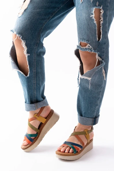 730-153 Multi Ortopedik Hakiki Deri Dolgu Kadın Sandalet - 2