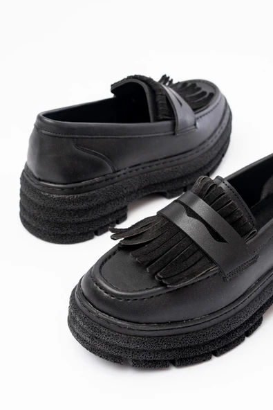 749-749 Siyah Günlük Yüksek Tabanlı Loafer Ayakkabı - 2