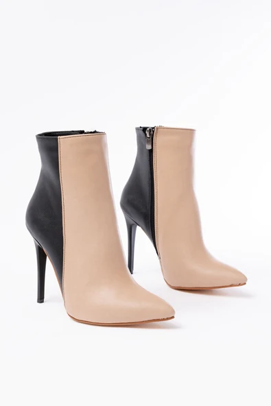 LS-216 Siyah Yüksek İnce Topuklu Fermuarlı Kadın Bot - 11