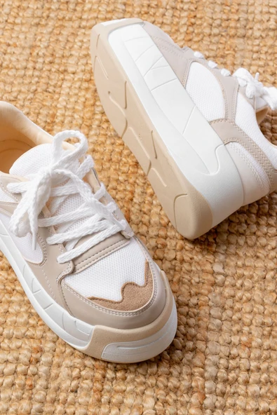 SP-190 Siyah Garni Bağcıklı Fileli Yüksek Taban Günlük Spor Ayakkabı - 8