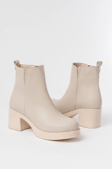 5109-3057 Kahverengi Lastikli Fermuarlı Kalın Topuklu Günlük Kadın Bot - 8