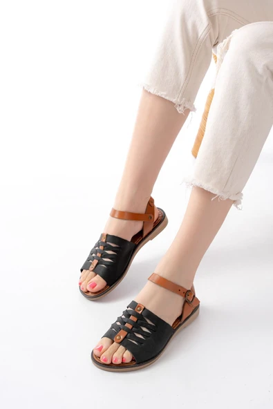 205-029 Taba Ortopedik Hakiki Deri Kadın Sandalet - 8