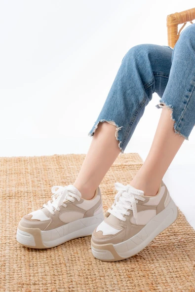 SP-190 Siyah Garni Bağcıklı Fileli Yüksek Taban Günlük Spor Ayakkabı - 2