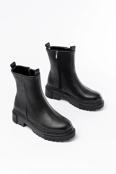 812-2012 Kahverengi Luna Fermuarlı Günlük Kadın Bot - 10