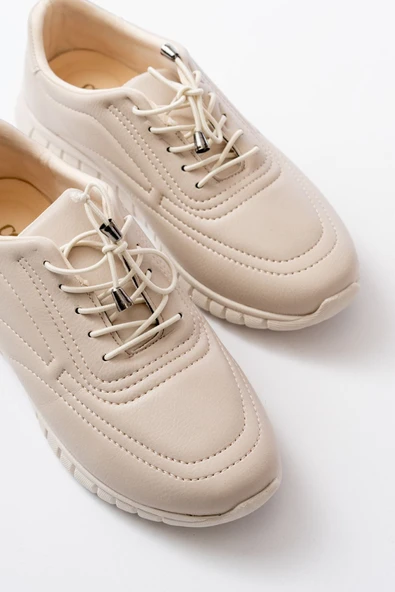 K-504 Beyaz Bağcıklı Desenli Günlük Spor Ayakkabı - 8