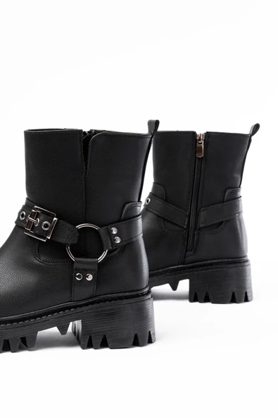 868-2015 Siyah Fermuarlı Günlük Kadın Bot - 3