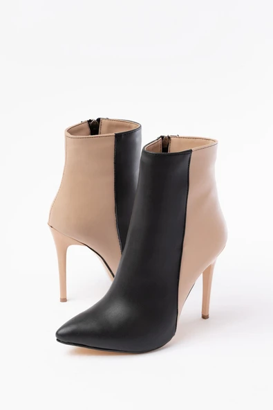 LS-216 Siyah Yüksek İnce Topuklu Fermuarlı Kadın Bot - 6