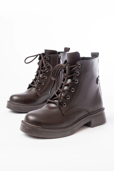 02-2003 Siyah Rugan Bağcıklı Fermuarlı Günlük Kadın Bot - 5