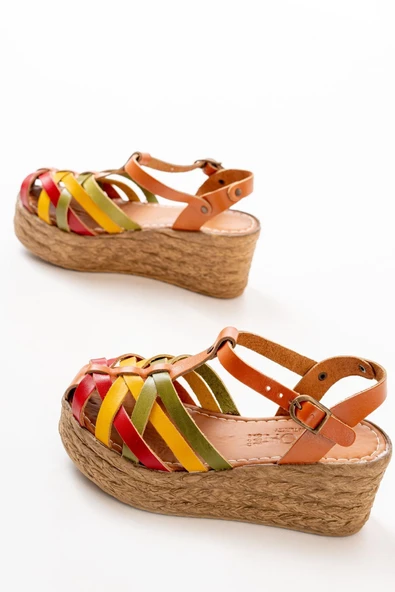 684-02 Multi Ortopedik Hakiki Deri Dolgu Kadın Sandalet - 5