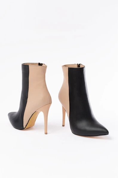 LS-216 Siyah Yüksek İnce Topuklu Fermuarlı Kadın Bot - 4