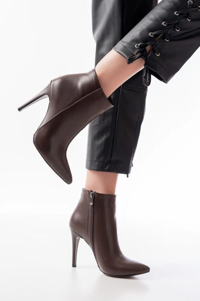 VRT-4802 Kırmızı Yüksek İnce Topuklu Fermuarlı Kadın Bot - 2