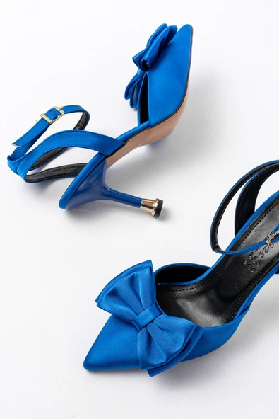 İnf-4505 Bordo Saten Günlük Arkası Açık Kurdele Detaylı Topuklu Ayakkabı - 8