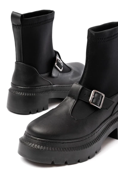 236-2034 Siyah Streç Günlük Kadın Bot - 5