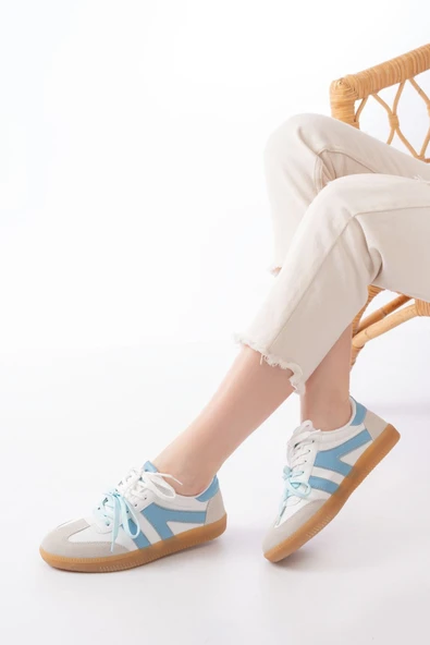 M-6005 Beyaz Garni Bağcıklı Termo Taban Günlük Kadın Spor - 9