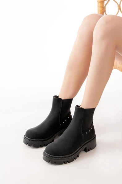 868-2005 Siyah Zümrüt Lastikli Günlük Kadın Bot - 2