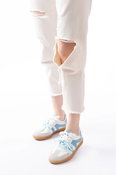 M-6005 Beyaz Garni Bağcıklı Termo Taban Günlük Kadın Spor - 10