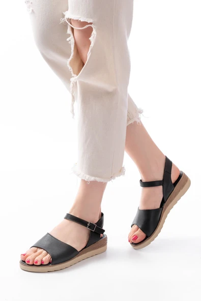 692-500 Bej Ortopedik Taban Tokalı Kadın Sandalet - 7