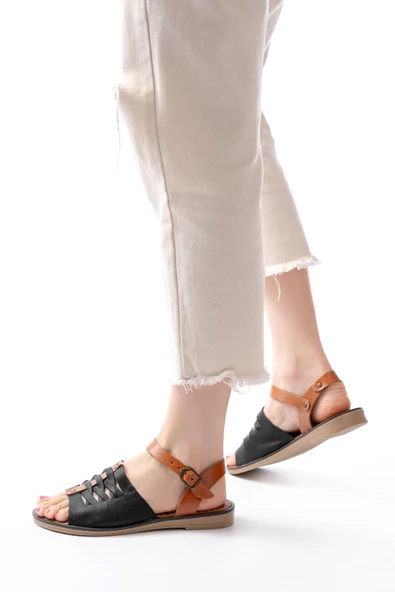 205-029 Taba Ortopedik Hakiki Deri Kadın Sandalet - 9