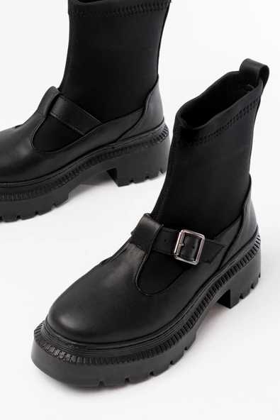 236-2034 Siyah Streç Günlük Kadın Bot - 3