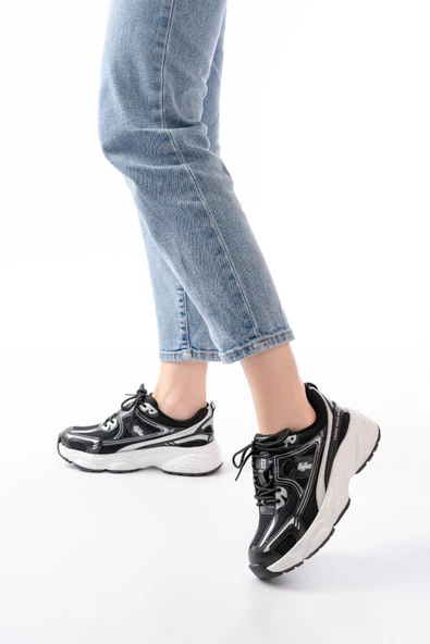 F-329 Siyah Günlük Bağcıklı Beyaz Tabanlı Yazlık Spor Ayakkabı - 2