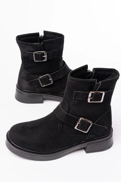 02-2014 Siyah Süet Toka Aksesuarlı Günlük Kadın Bot - 5