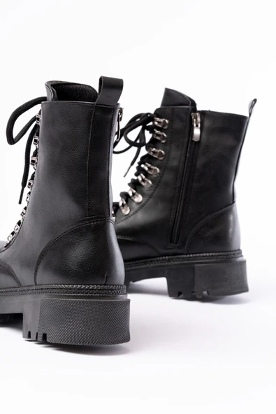 812-2121 Bej Bağcıklı Fermuarlı Günlük Kadın Bot - 11