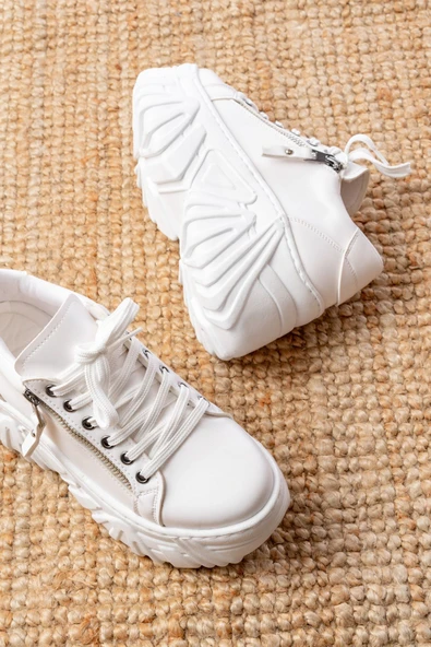 SP-156 Siyah Bağcıklı Fermuarlı Yüksek Taban Günlük Spor Ayakkabı - 8